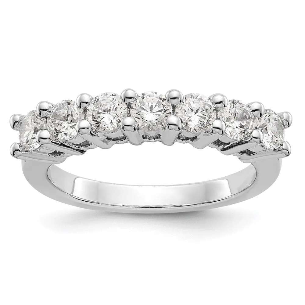 14k White Gold Lab Grown Diamond 7-Stone Wedding Band Ring 3/4Ct Clarity- VS Color- D-E