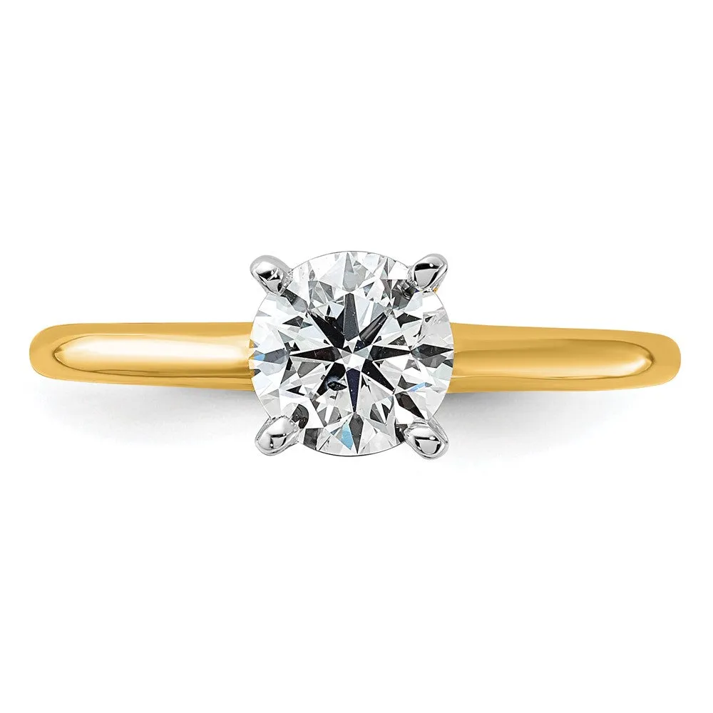 14K Yellow Gold 1 Ct Round Lab Grown Diamond Solitaire Engagement Ring