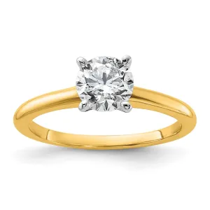 14K Yellow Gold 1 Ct Round Lab Grown Diamond Solitaire Engagement Ring