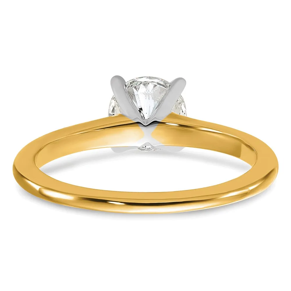 14K Yellow Gold 1 Ct Round Lab Grown Diamond Solitaire Engagement Ring