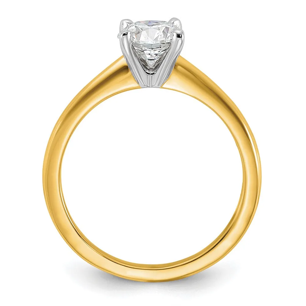 14K Yellow Gold 1 Ct Round Lab Grown Diamond Solitaire Engagement Ring
