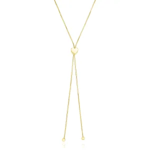 14k Yellow Gold Adjustable Heart Style Lariat Necklace