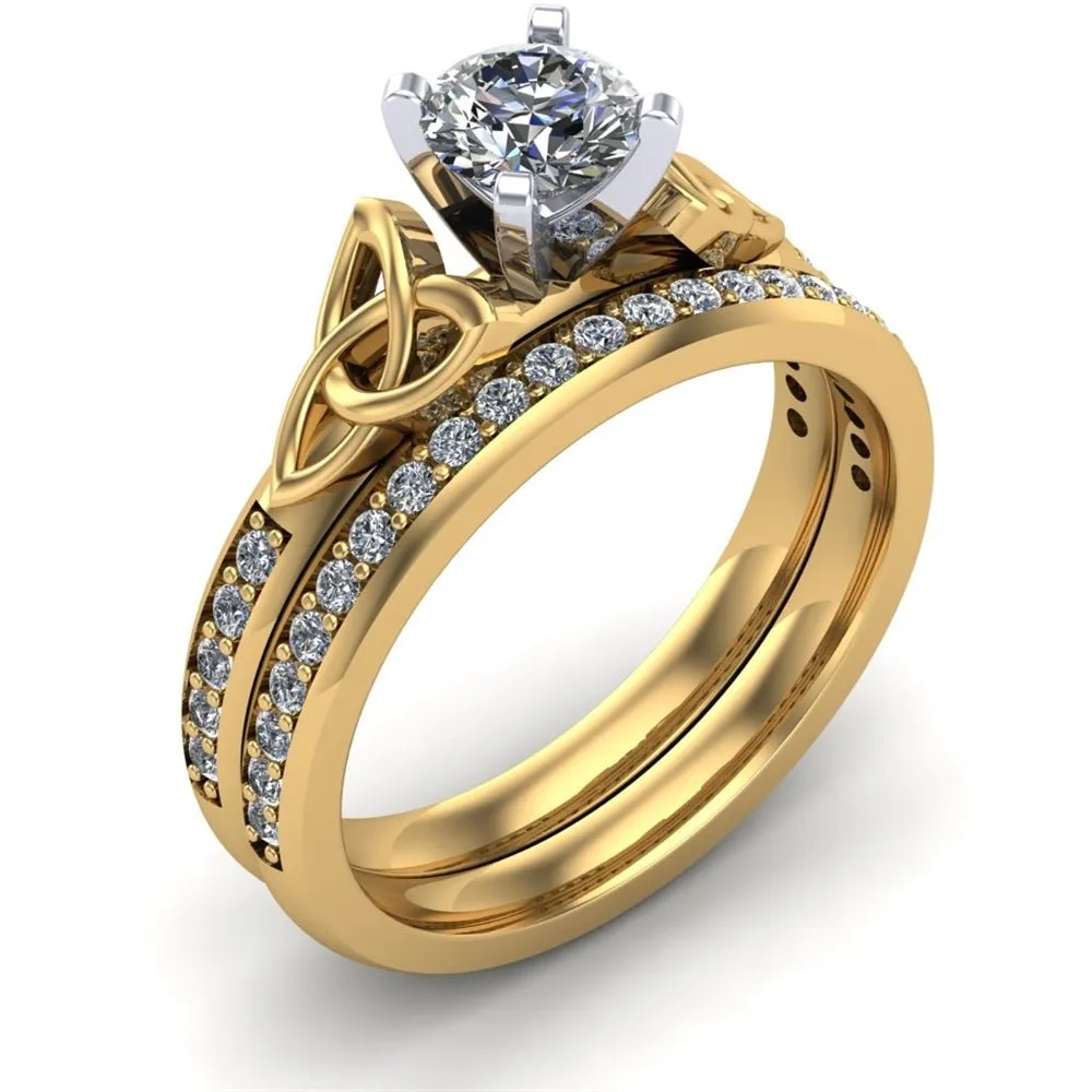 14K Yellow Gold Celtic Bridal Set AYLIN-1S-SET-YELLOW