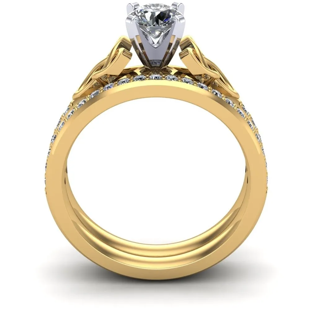 14K Yellow Gold Celtic Bridal Set AYLIN-1S-SET-YELLOW