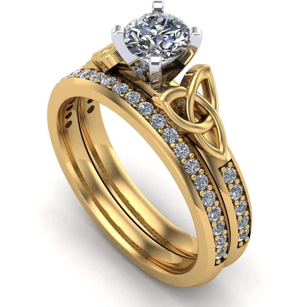 14K Yellow Gold Celtic Bridal Set AYLIN-1S-SET-YELLOW