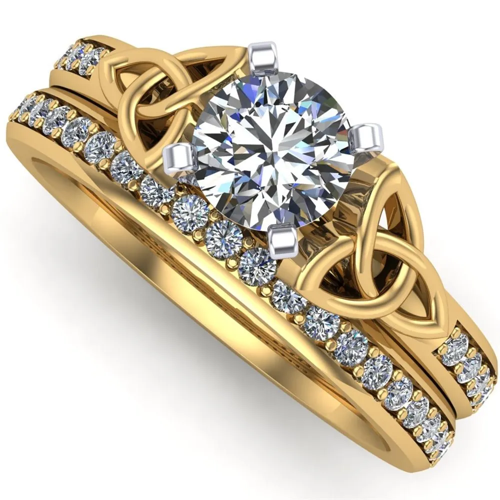 14K Yellow Gold Celtic Bridal Set AYLIN-1S-SET-YELLOW