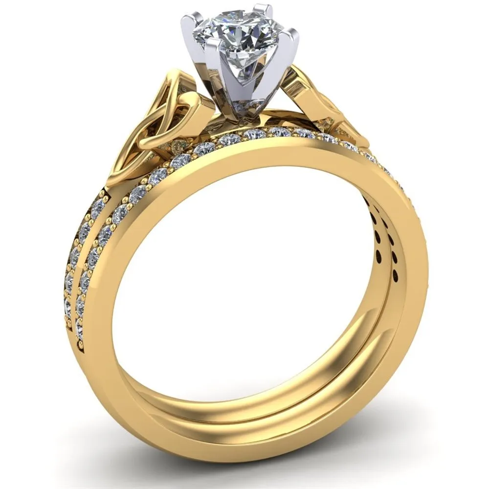 14K Yellow Gold Celtic Bridal Set AYLIN-1S-SET-YELLOW