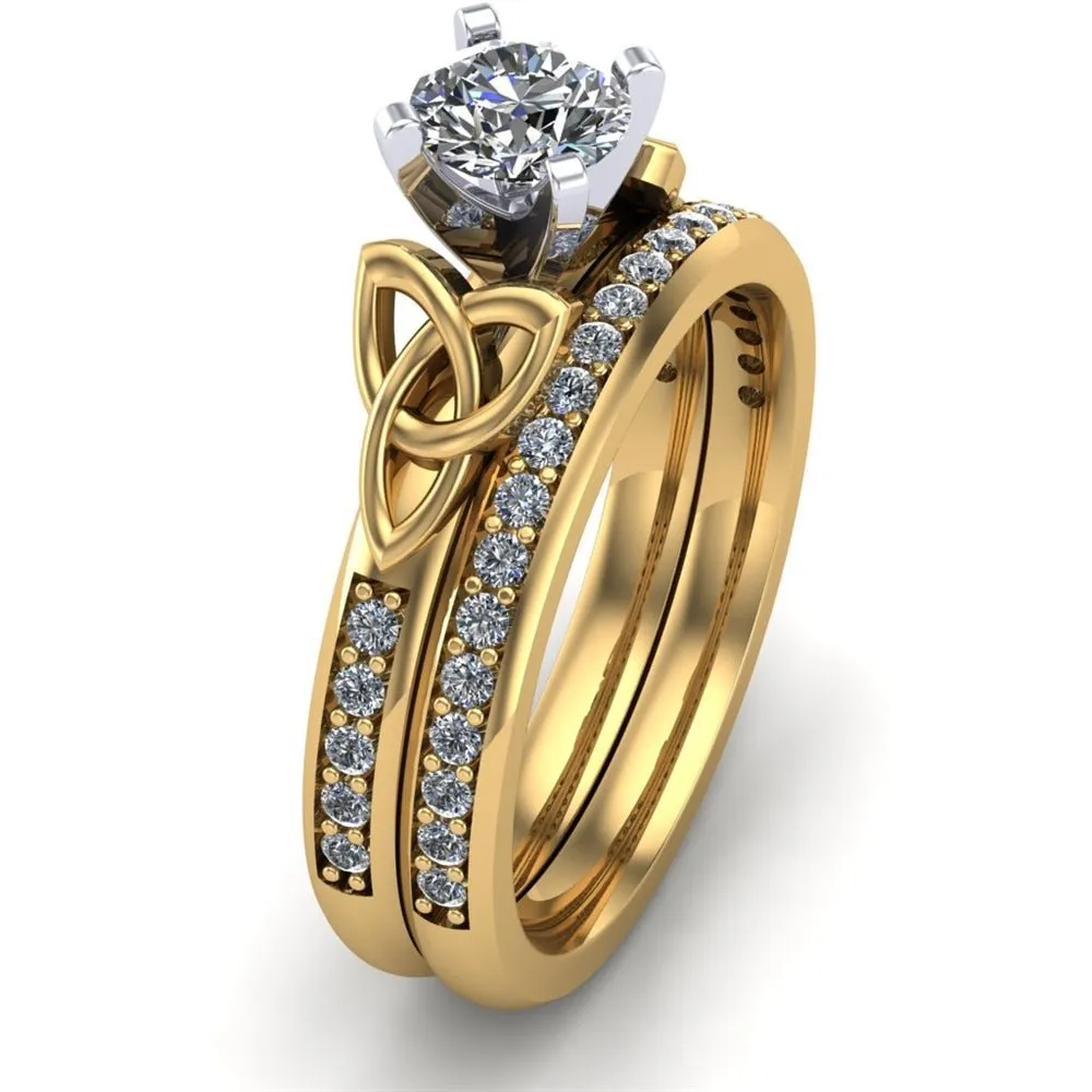 14K Yellow Gold Celtic Bridal Set AYLIN-1S-SET-YELLOW