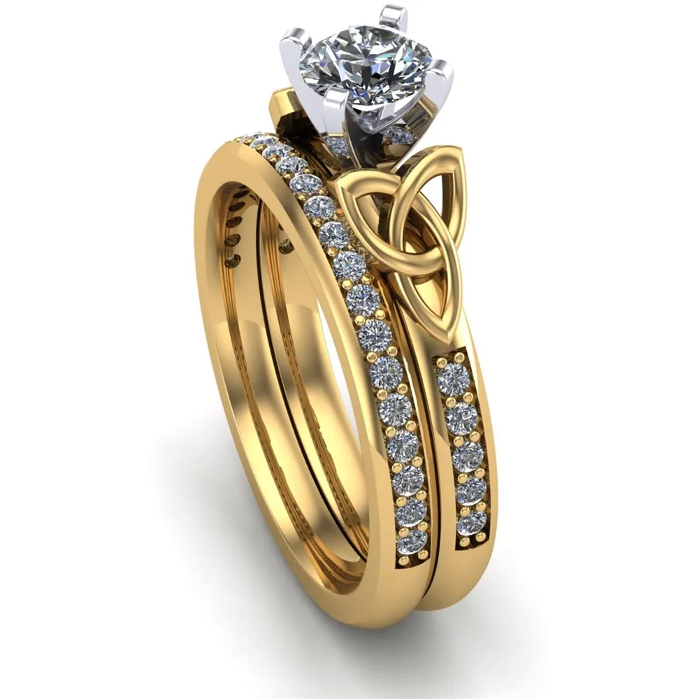 14K Yellow Gold Celtic Bridal Set AYLIN-1S-SET-YELLOW