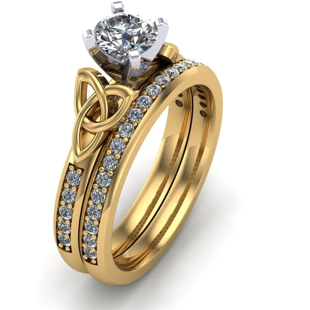 14K Yellow Gold Celtic Bridal Set AYLIN-1S-SET-YELLOW