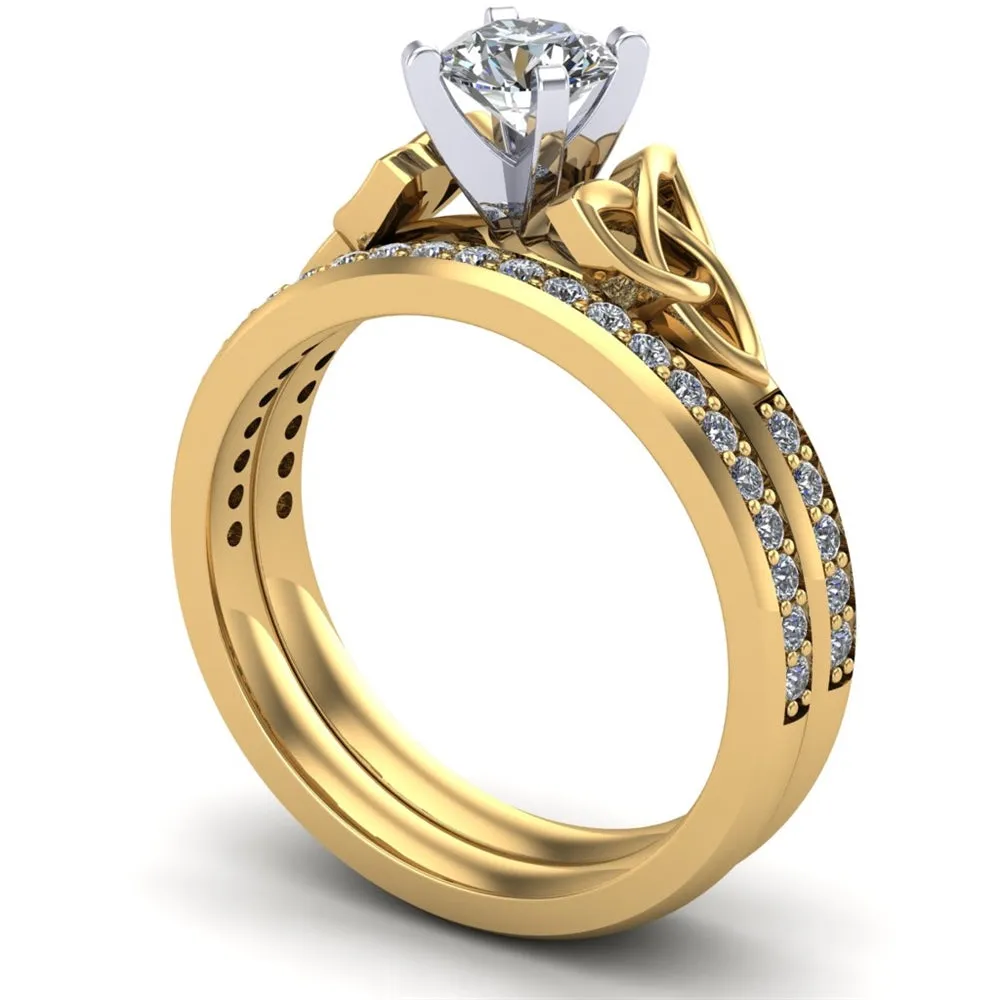 14K Yellow Gold Celtic Bridal Set AYLIN-1S-SET-YELLOW