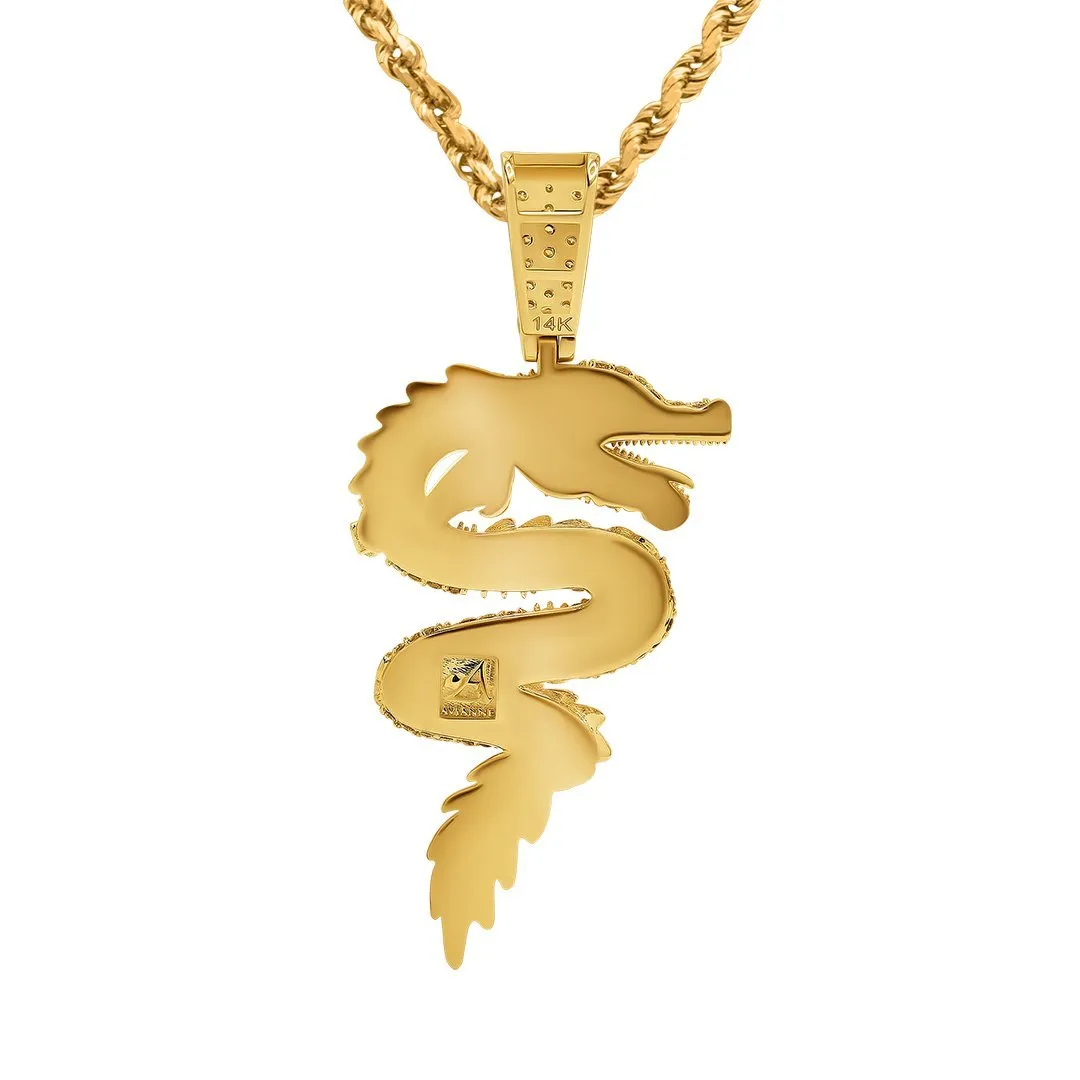 14k Yellow Gold  Dragon Pendant 1.6 CTW
