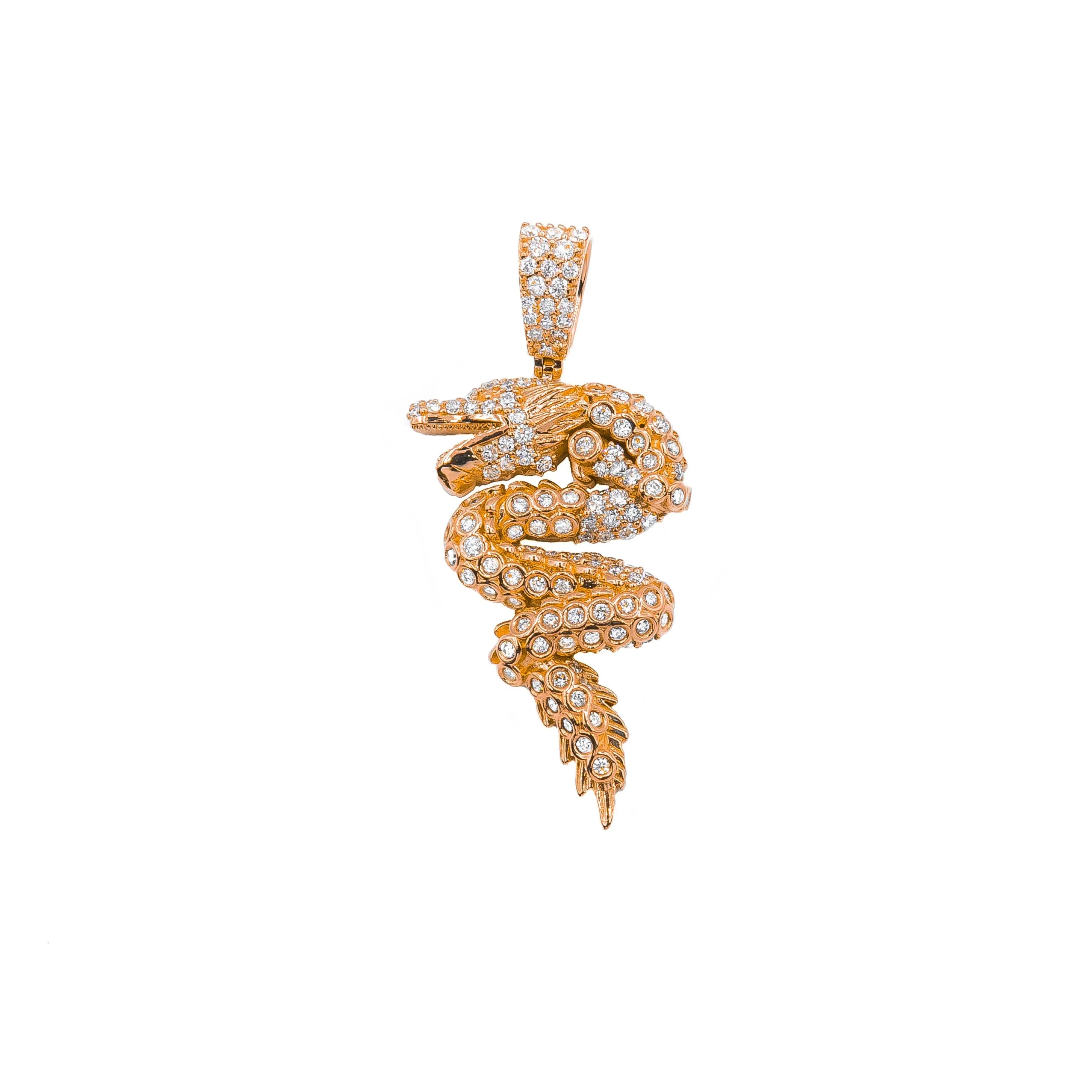 14k Yellow Gold  Dragon Pendant 1.6 CTW