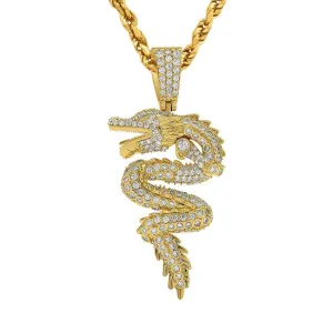 14k Yellow Gold  Dragon Pendant 1.6 CTW