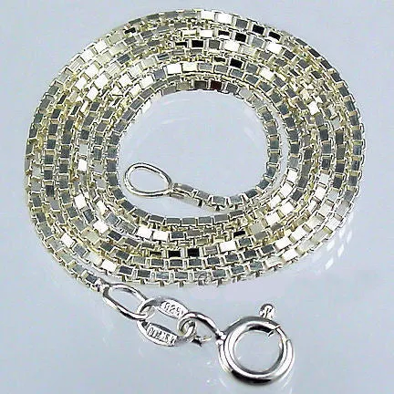 1.5mm 20 inch Premium Italian Venetian Box Chain 925 Sterling Silver
