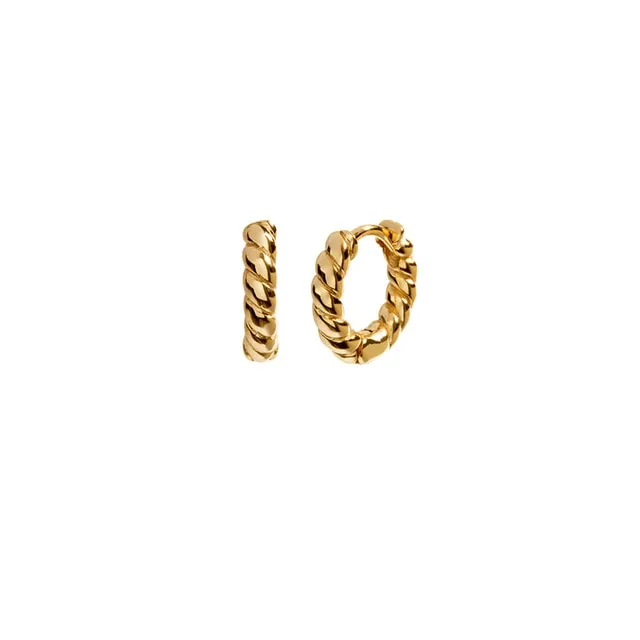 17mm Gold Tiny Twisted Hoop Earrings
