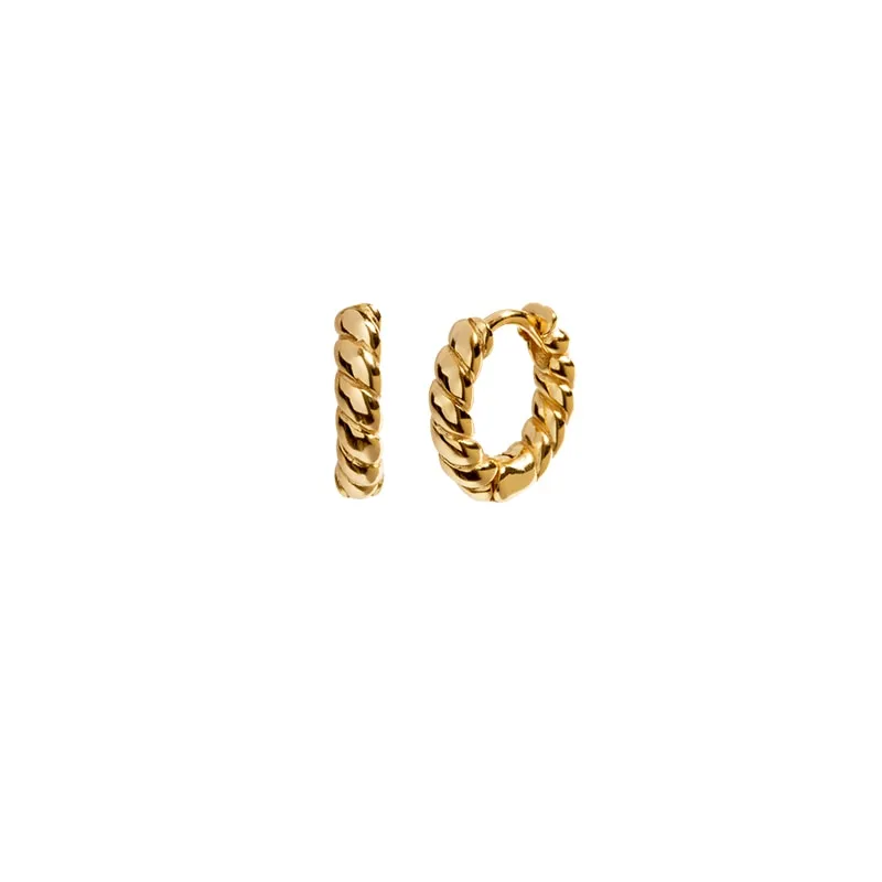 17mm Gold Tiny Twisted Hoop Earrings