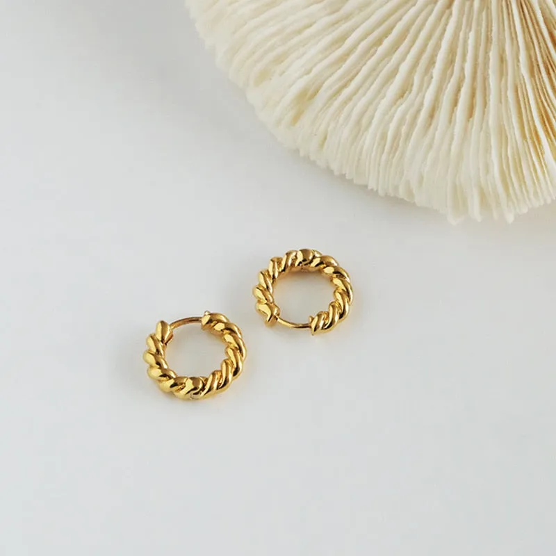 17mm Gold Tiny Twisted Hoop Earrings