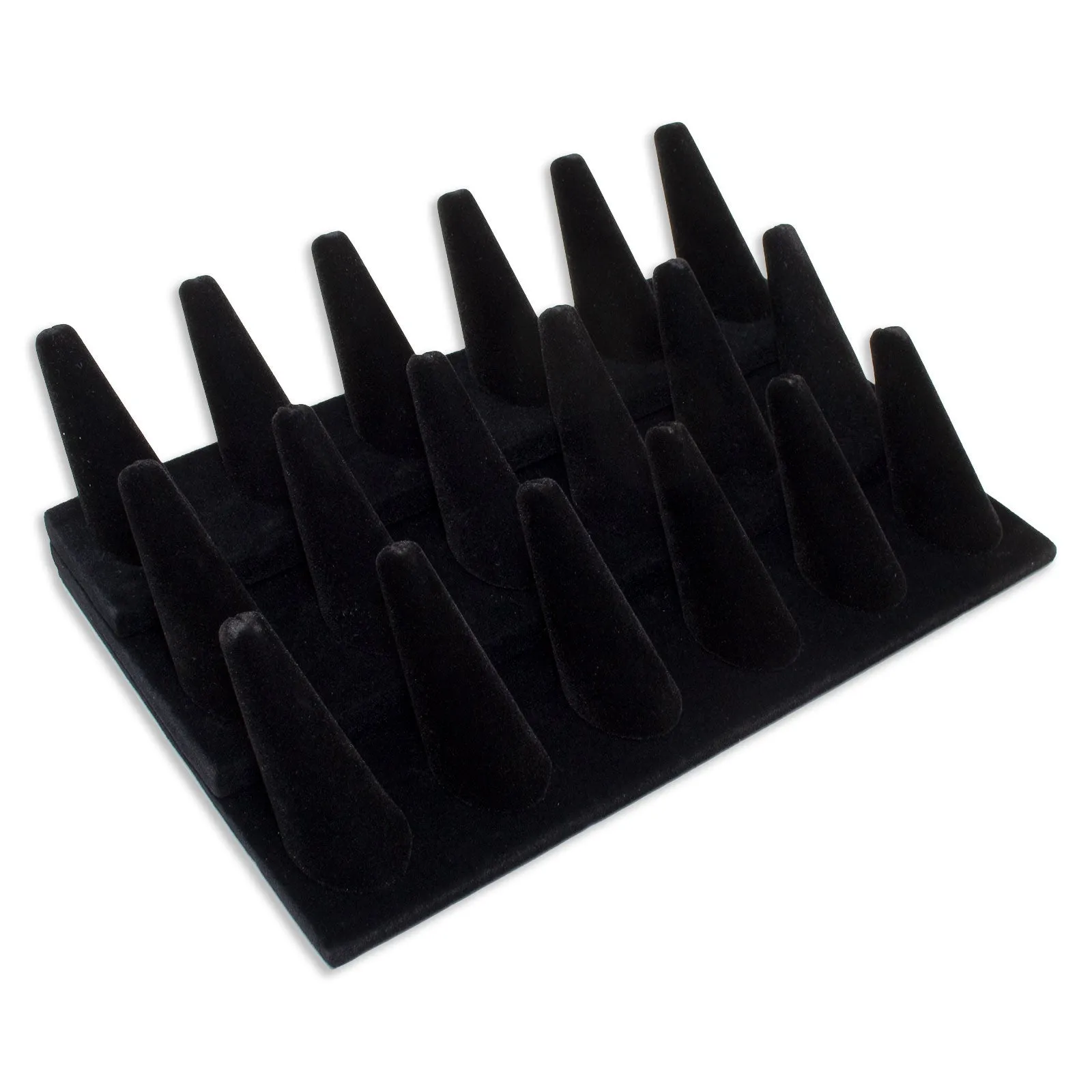 18 Finger Black Velvet Ring Display