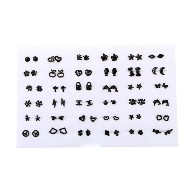 18/36pairs Fashion Mix Style Gold Color Rhinestone Crystal Flower Stud Earings Set For Women Girls Jewelry Brincos Oorbellen