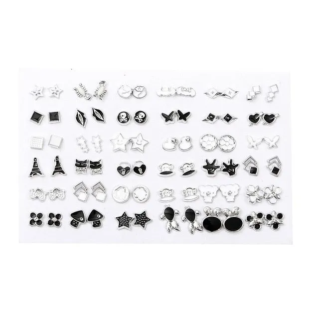 18/36pairs Fashion Mix Style Gold Color Rhinestone Crystal Flower Stud Earings Set For Women Girls Jewelry Brincos Oorbellen