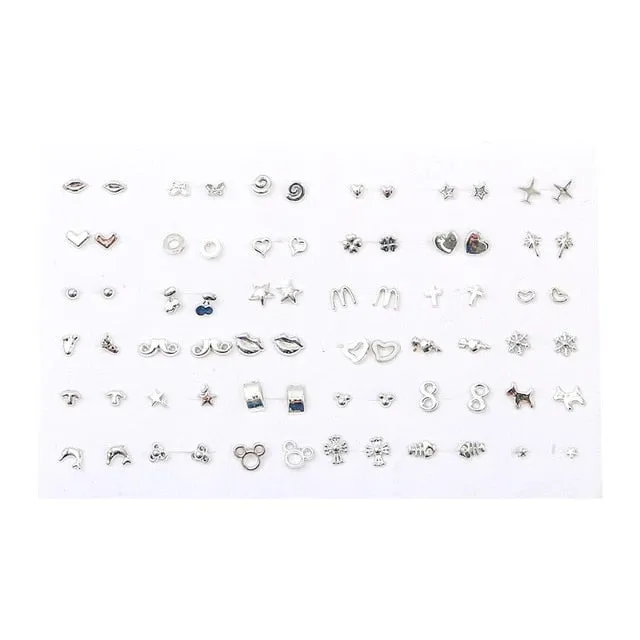 18/36pairs Fashion Mix Style Gold Color Rhinestone Crystal Flower Stud Earings Set For Women Girls Jewelry Brincos Oorbellen