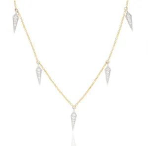 18ct Yellow Gold 0.09ct Diamond 5 Point Spear Drop Necklace
