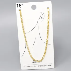 18K Gold Filled Figaro Chain Necklace - 16"