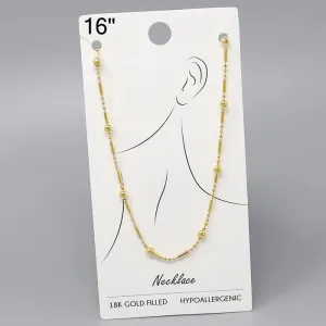 18K Gold Filled Metal Ball Station Chain Necklace - 16"