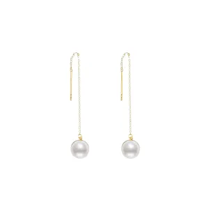 18k Solid Gold Elegant Freshwater Pearl Earrings KE00029