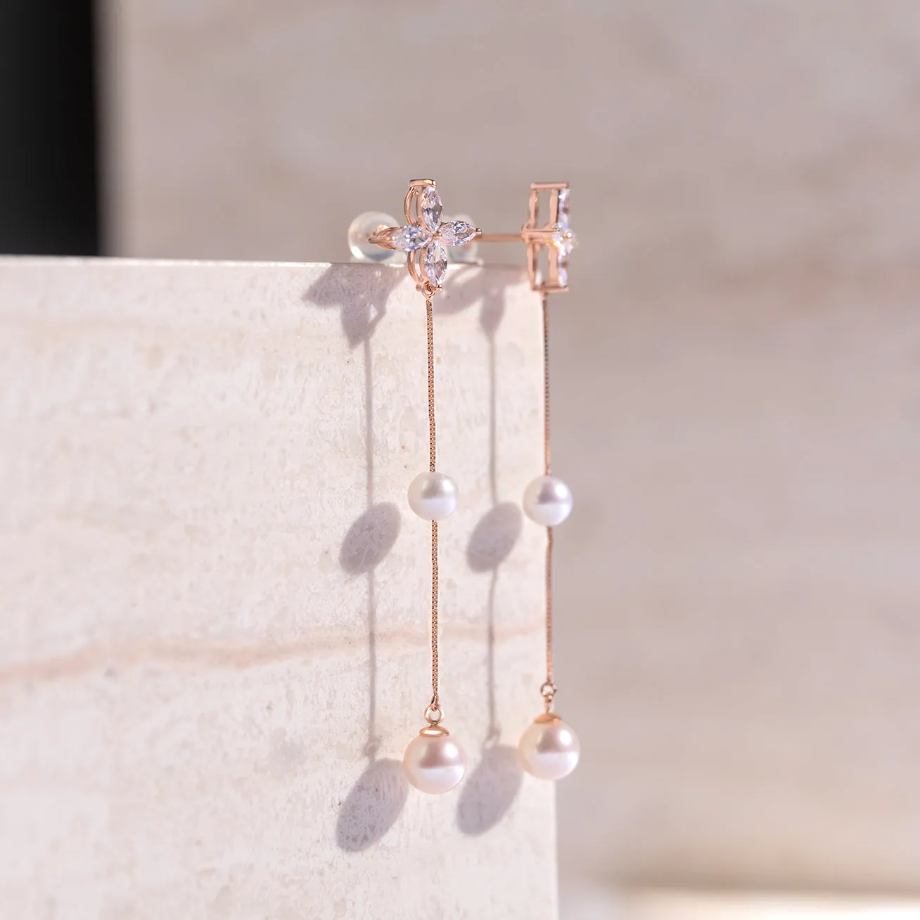 18K Solid Gold﻿ Freshwater Pearl Earrings KE00069 | Elegant