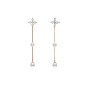 18K Solid Gold﻿ Freshwater Pearl Earrings KE00069 | Elegant