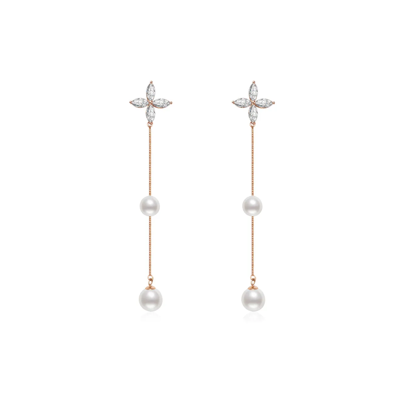 18K Solid Gold﻿ Freshwater Pearl Earrings KE00069 | Elegant