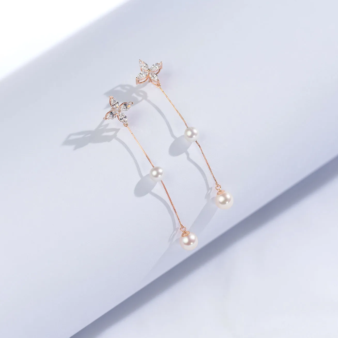 18K Solid Gold﻿ Freshwater Pearl Earrings KE00069 | Elegant
