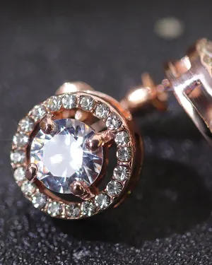 1pair Round Shaped Rhinestone Earrings