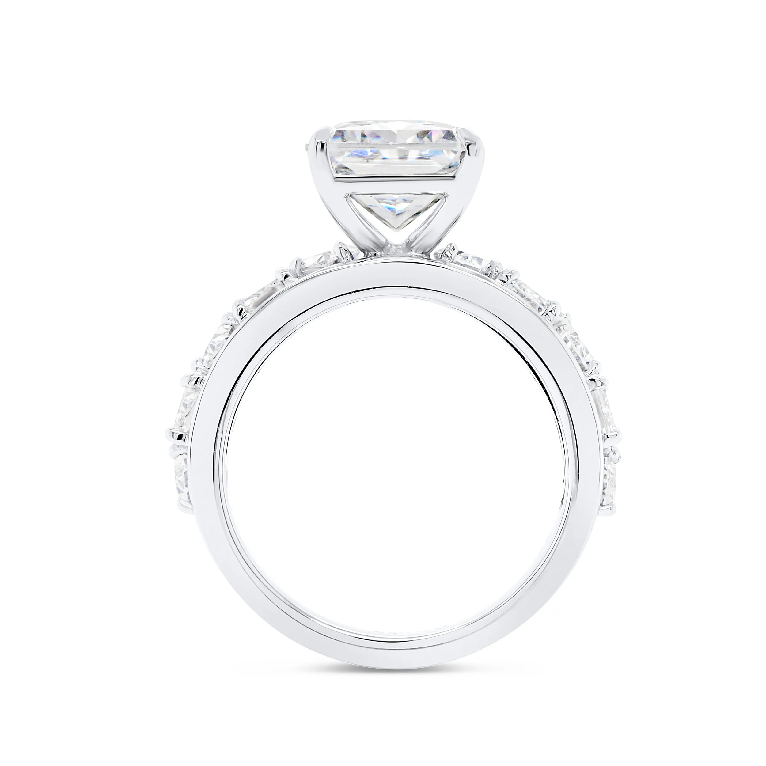 2.63ctw Emerald and Oval Diamond Engagement Ring