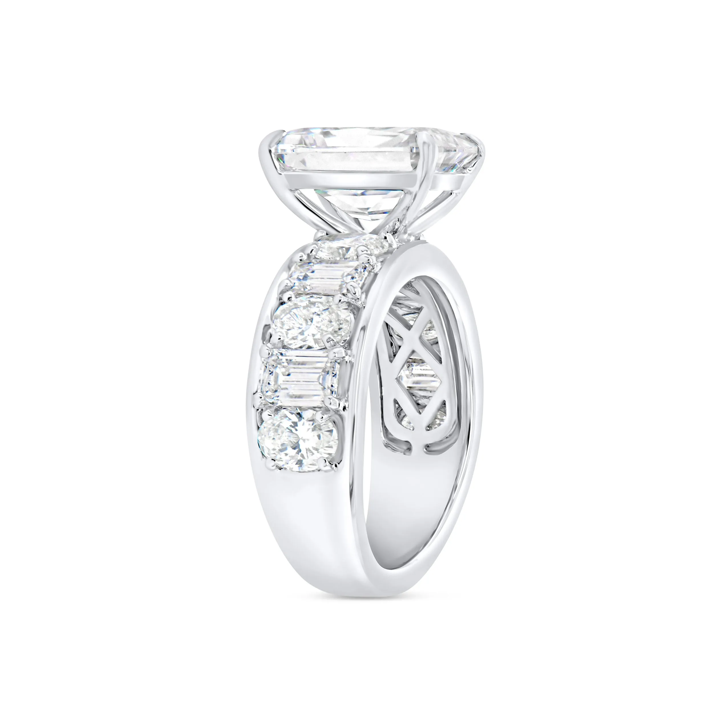 2.63ctw Emerald and Oval Diamond Engagement Ring