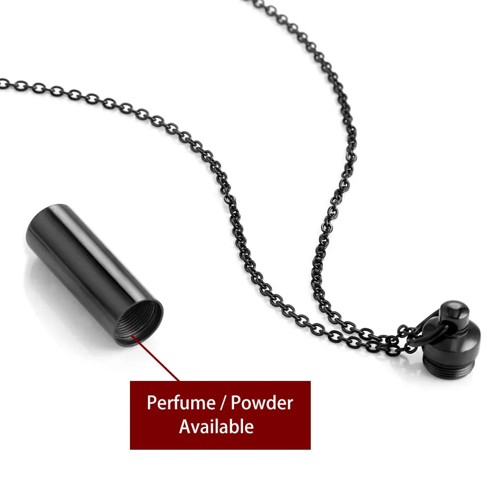 316L Stainless Steel Black Cylindrical Pendant Necklace for Men Women