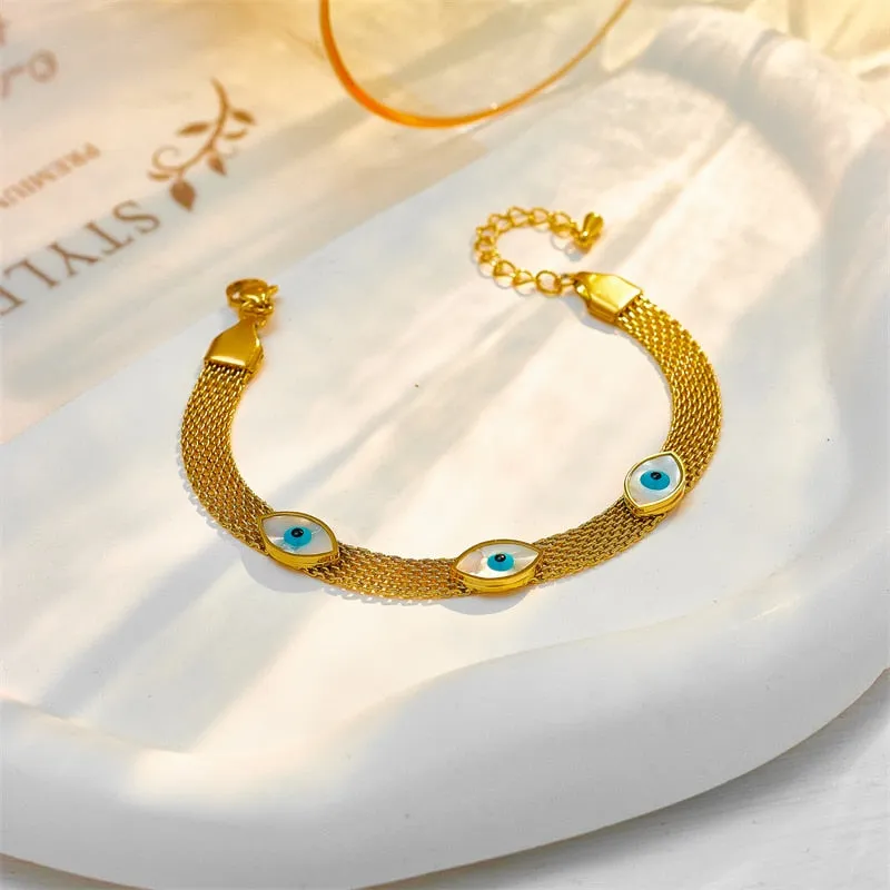 316L Stainless Steel Eye Shape Charm Bracelet For Women