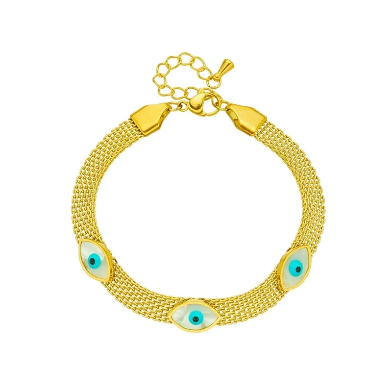 316L Stainless Steel Eye Shape Charm Bracelet For Women