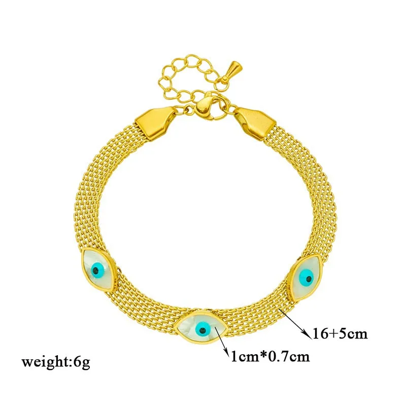 316L Stainless Steel Eye Shape Charm Bracelet For Women
