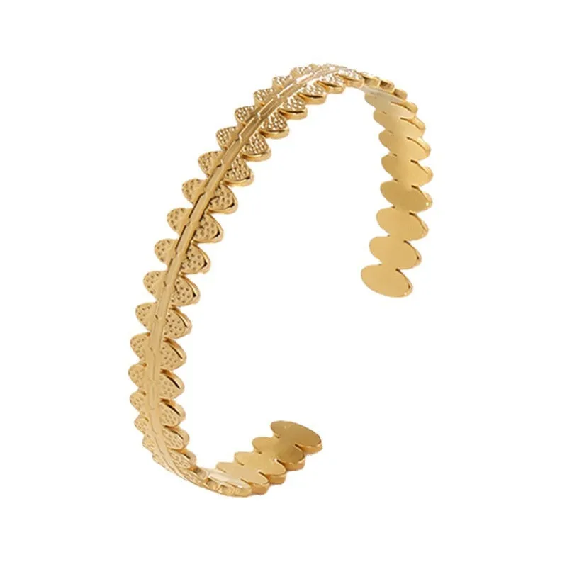 316L Stainless Steel Geometric C-Shape Adjustable Bangle For Women