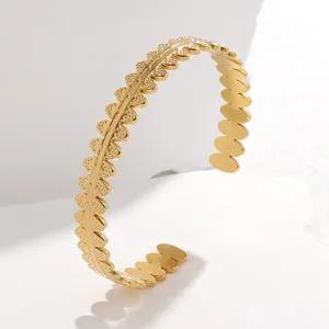 316L Stainless Steel Geometric C-Shape Adjustable Bangle For Women