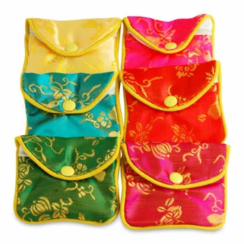 3" x 2 1/2" Multicolor Chinese Zipper Pouch