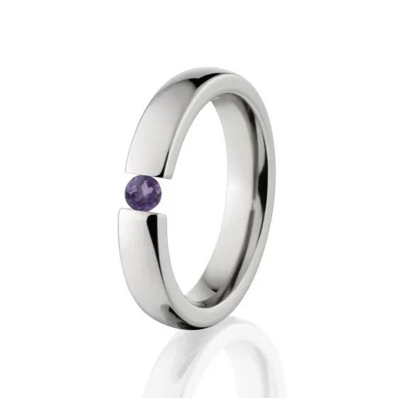 4mm Rings, Amethyst Ring, Tension Set Amethyst ring