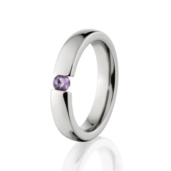 4mm Rings, Amethyst Ring, Tension Set Amethyst ring