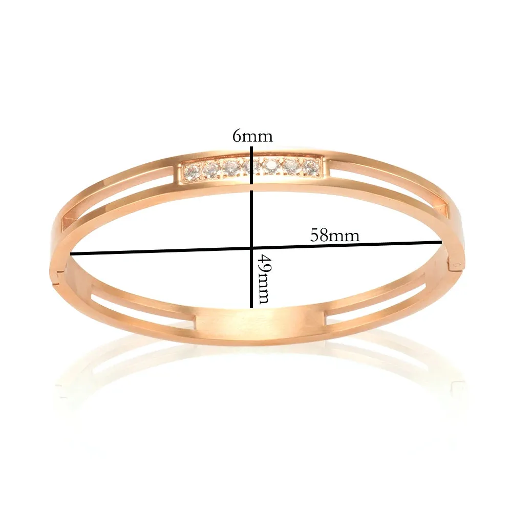 4mm/6mm/8mm Width CZ Crystal Bracelet Hollow Cuff Bangle Jewelry