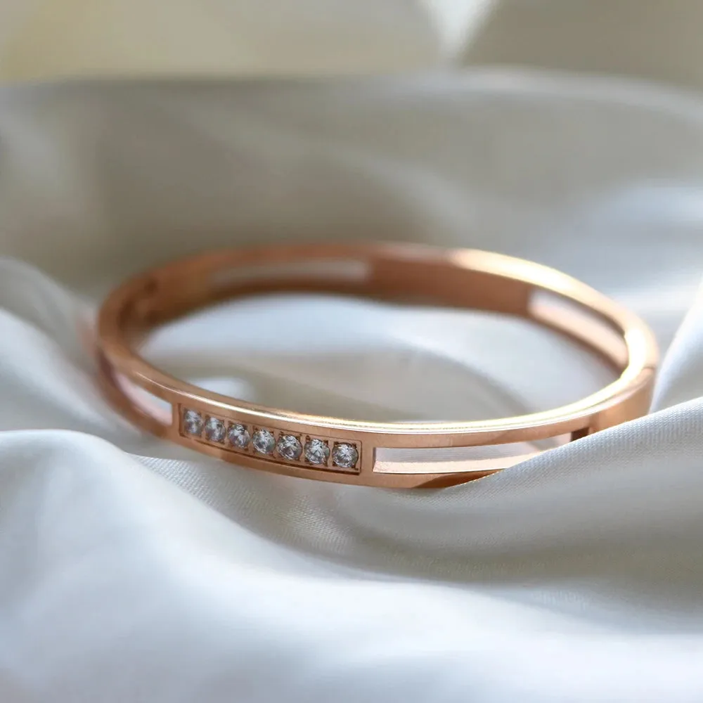 4mm/6mm/8mm Width CZ Crystal Bracelet Hollow Cuff Bangle Jewelry