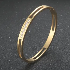 4mm/6mm/8mm Width CZ Crystal Bracelet Hollow Cuff Bangle Jewelry