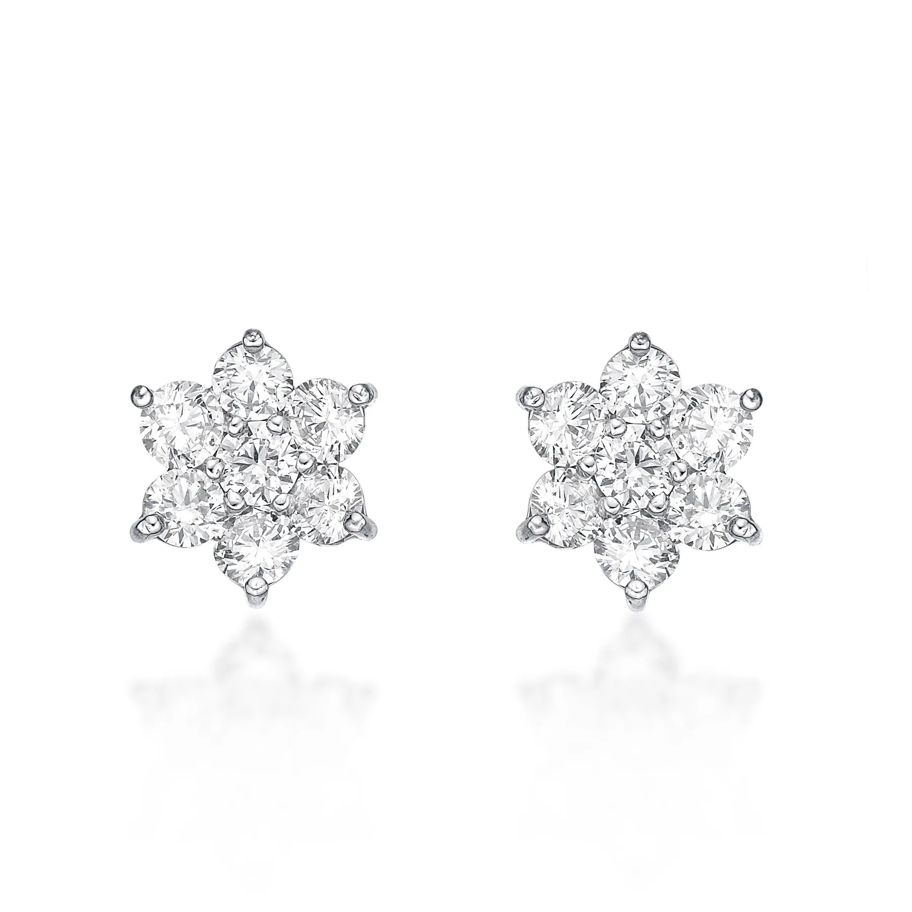 6 petals Flower Earrings 0.3ct